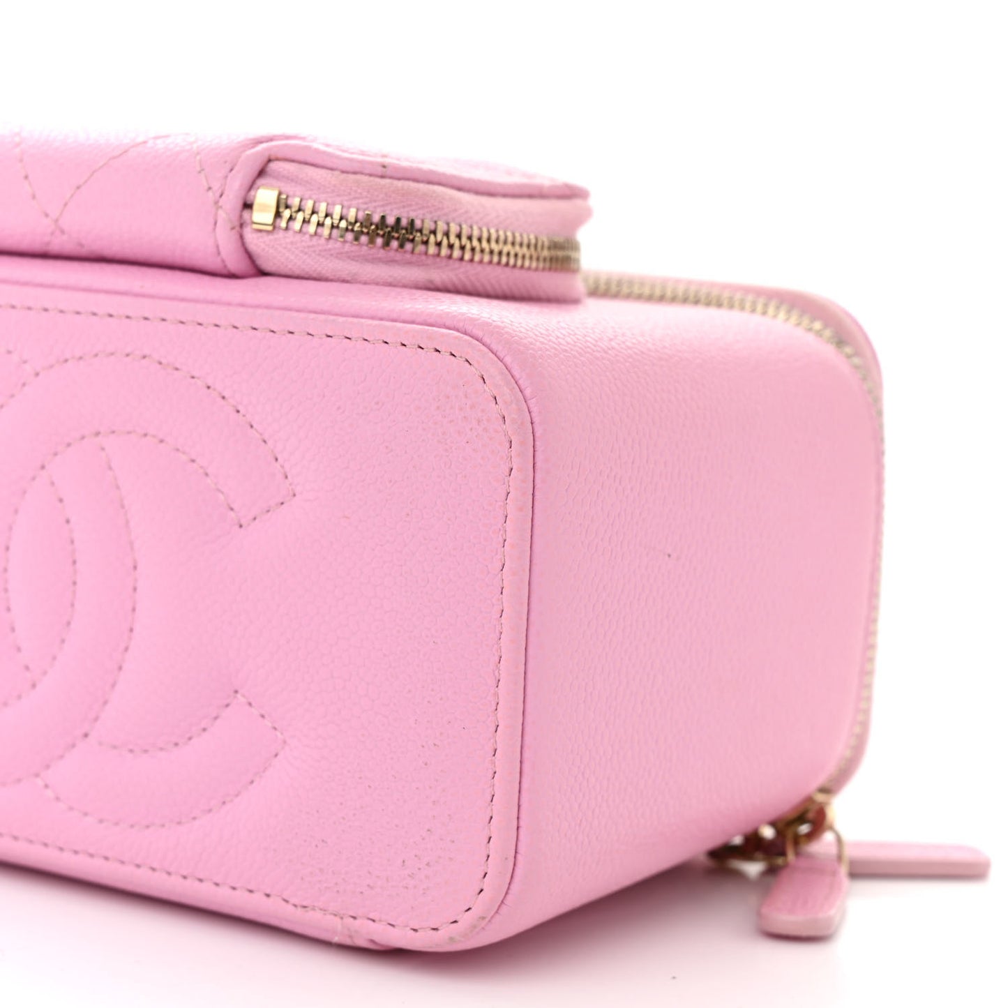 Caviar Quilted Top Handle Pocket Vanity Case Lilac