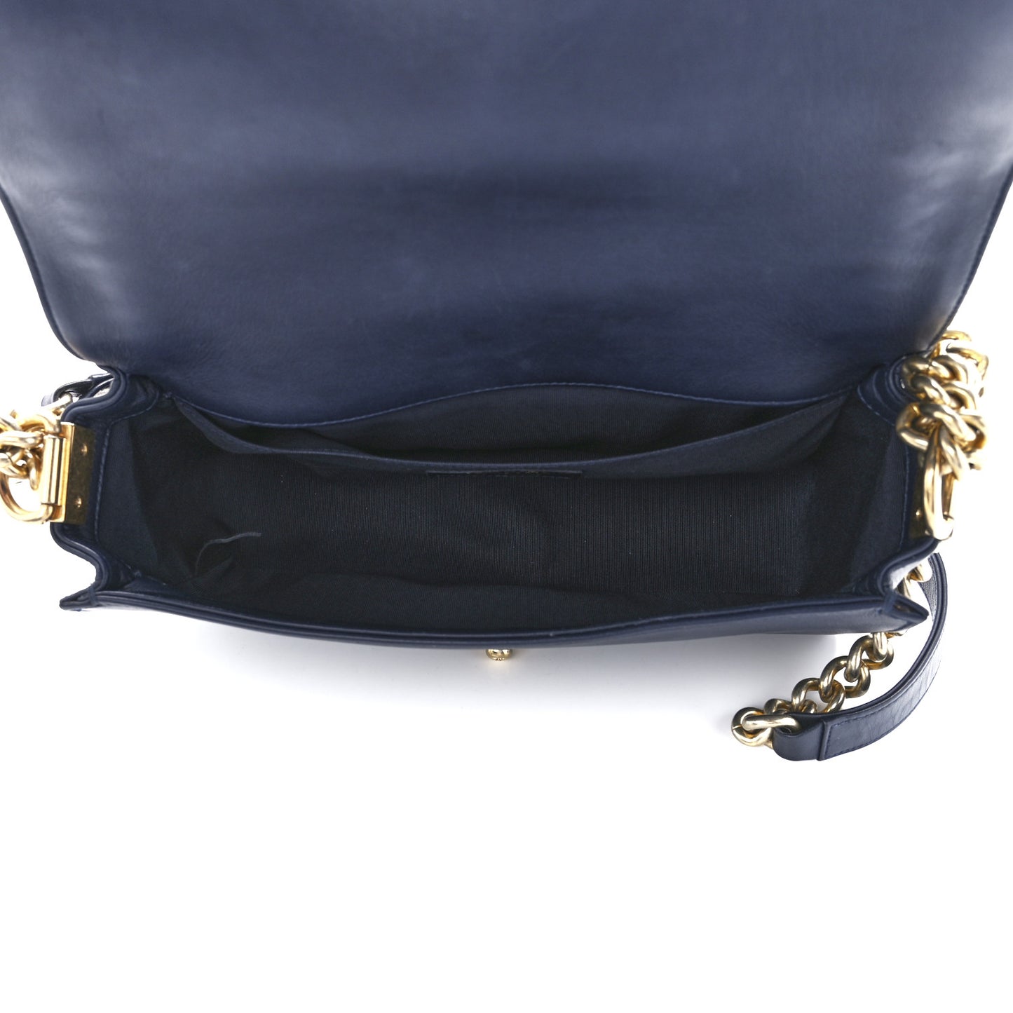 Lambskin Braided Woven Medium Boy Flap Navy Black