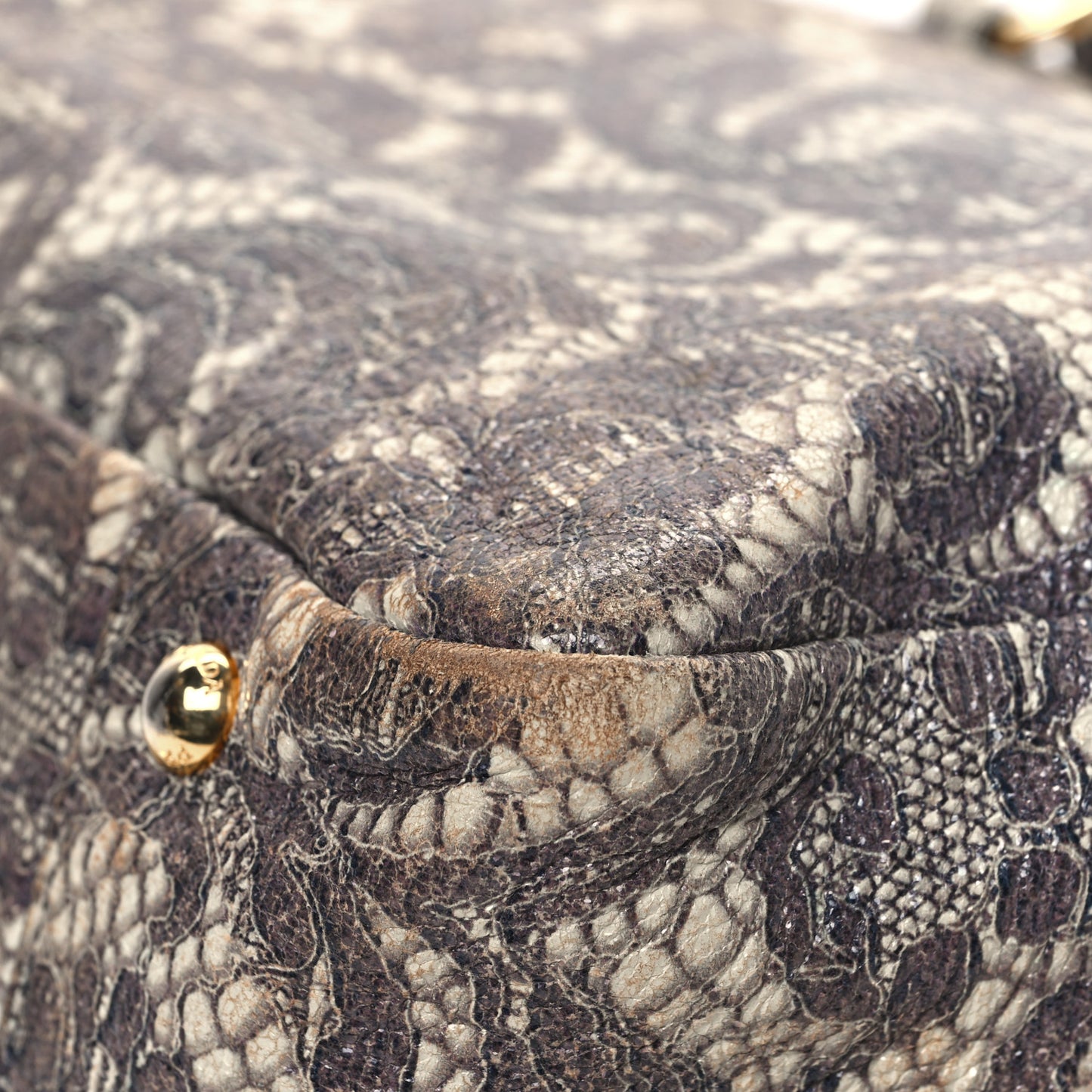 Cervo Lux Print Lace Bauletto Bag Talco
