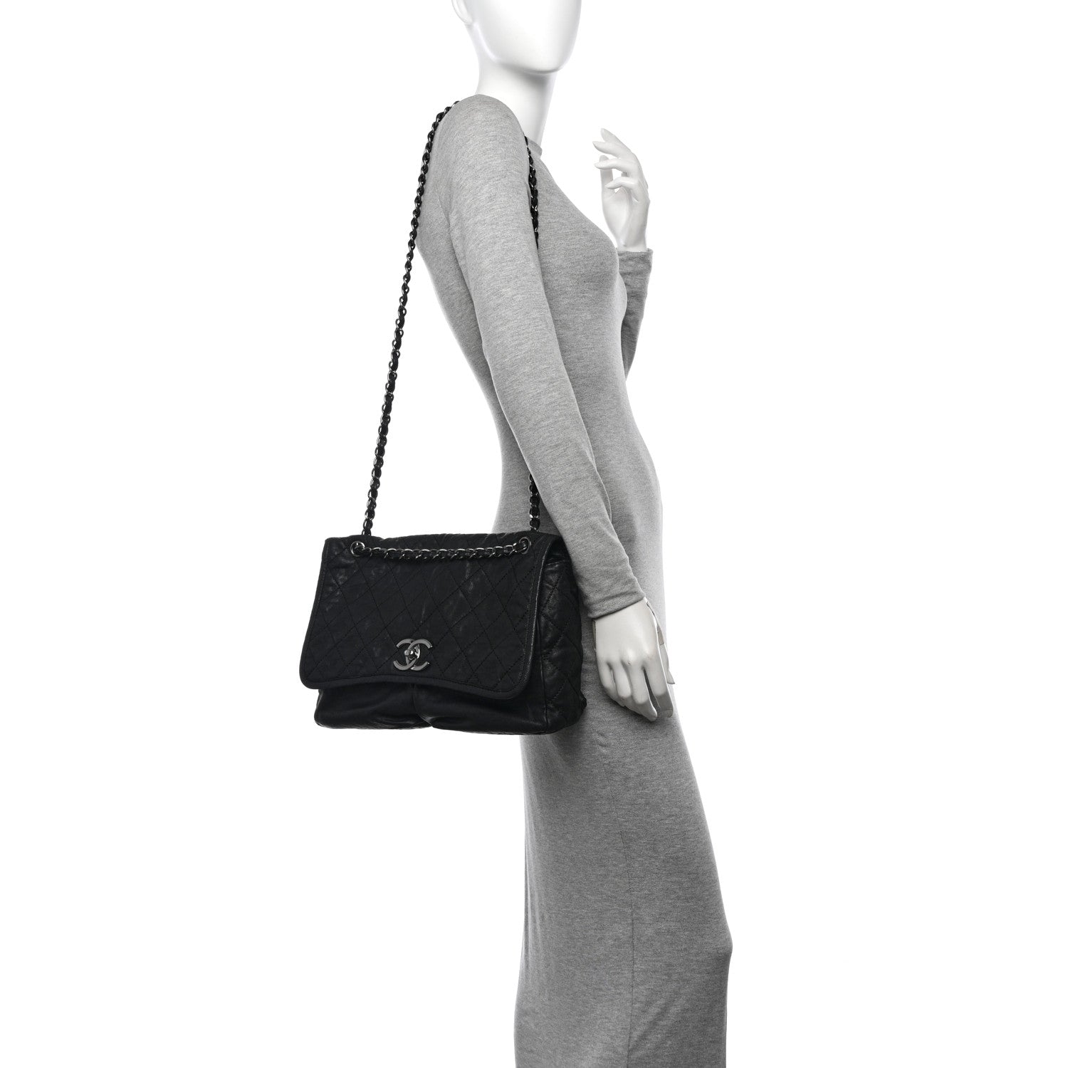 Chanel Grained Calfskin Large Natural Beauty Flap Black 2 of 11