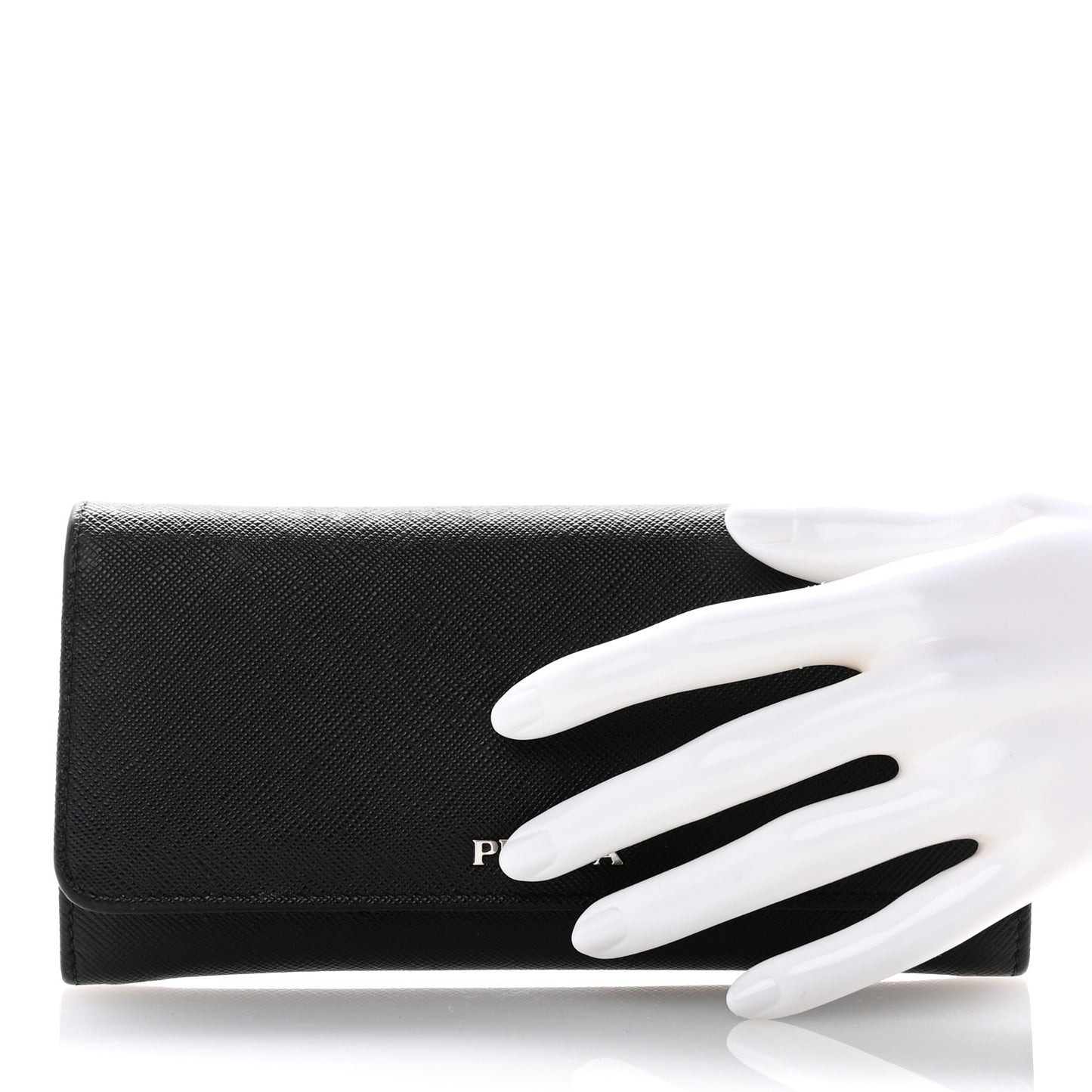 Saffiano Metal Continental Flap Travel Wallet Black