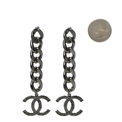 Chanel Metal CC Pick Drop Earrings Ruthenium 2 of 5