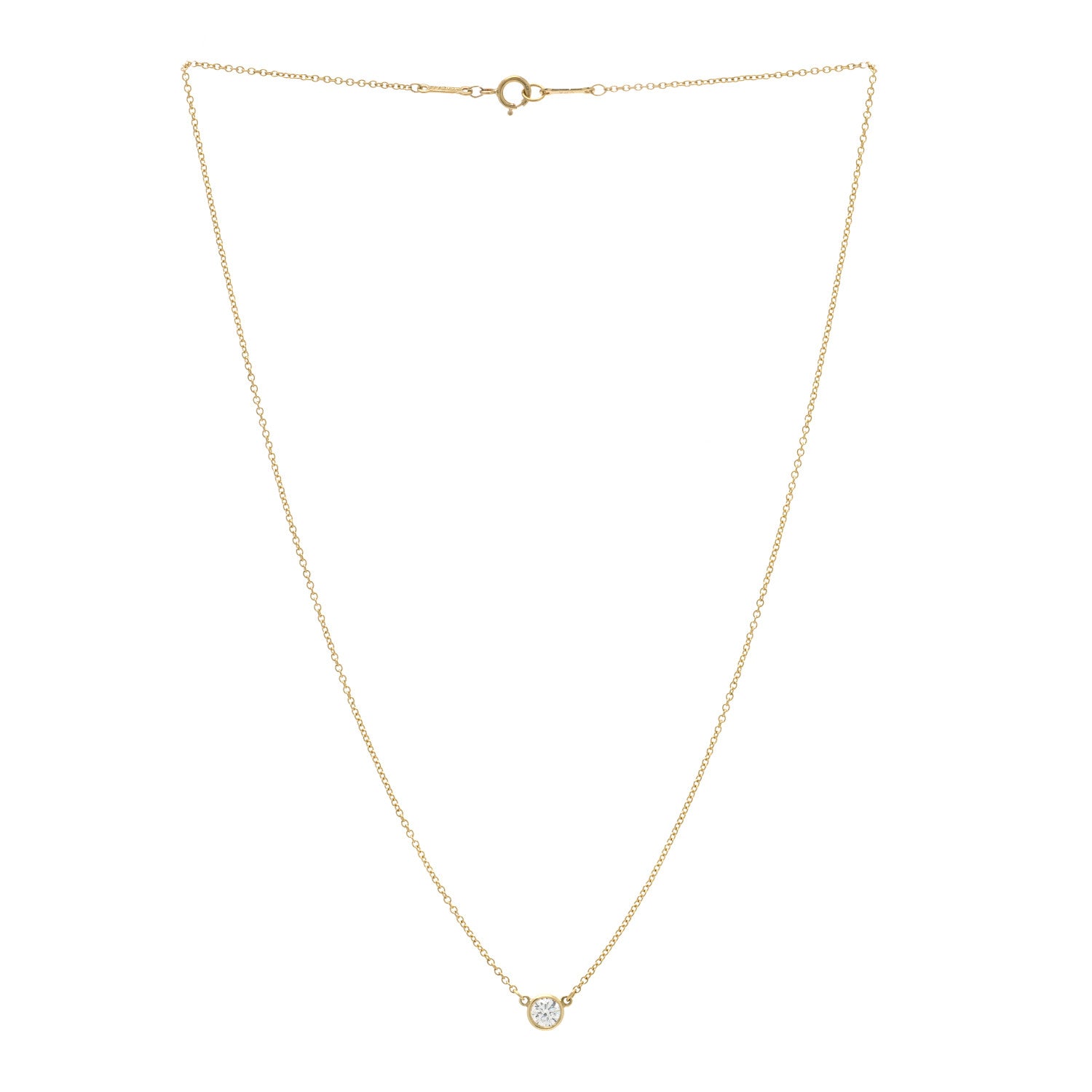 Tiffany 18K Yellow Gold Diamond .25ct Elsa Peretti Diamonds by the Yard Pendant Necklace 3 of 5