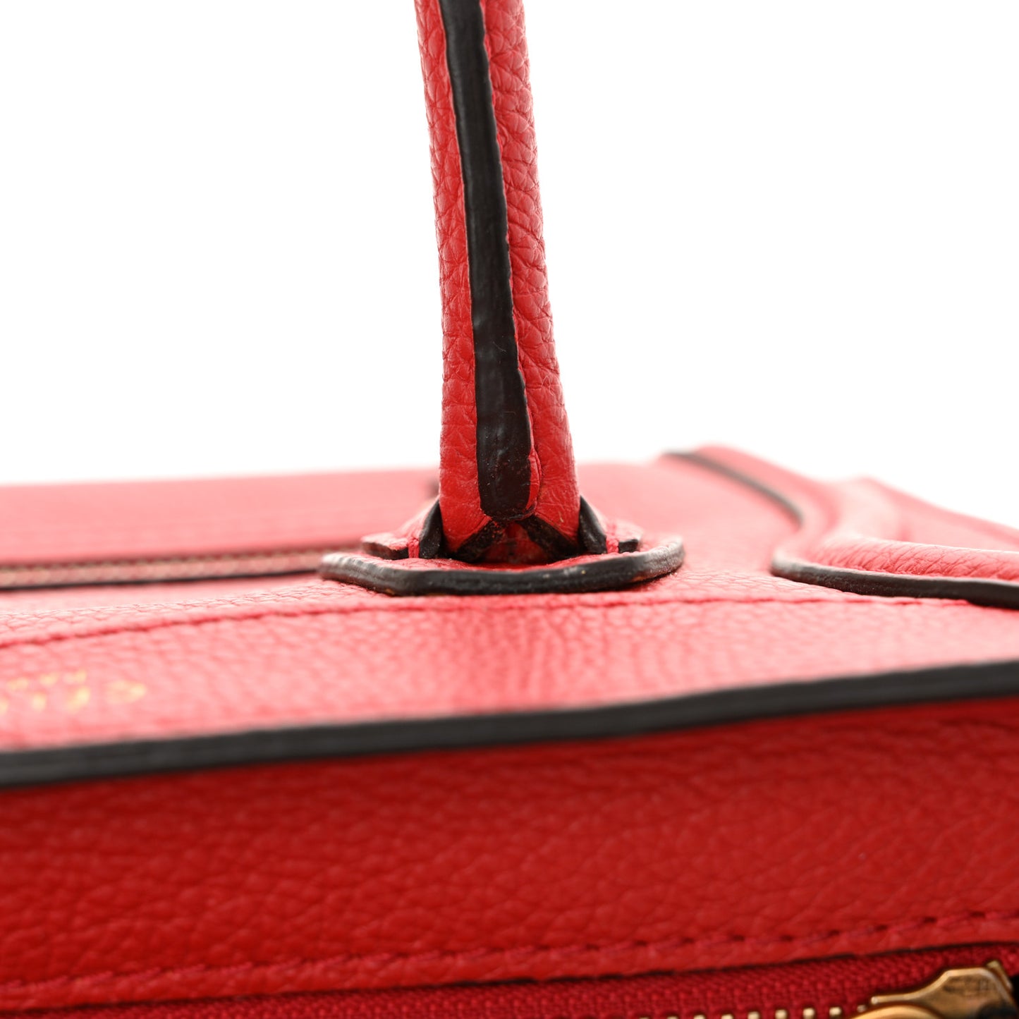 Drummed Calfskin Nano Luggage Red