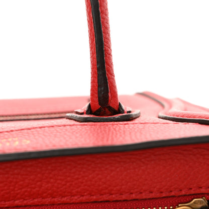 Celine Drummed Calfskin Nano Luggage Red 13 of 15