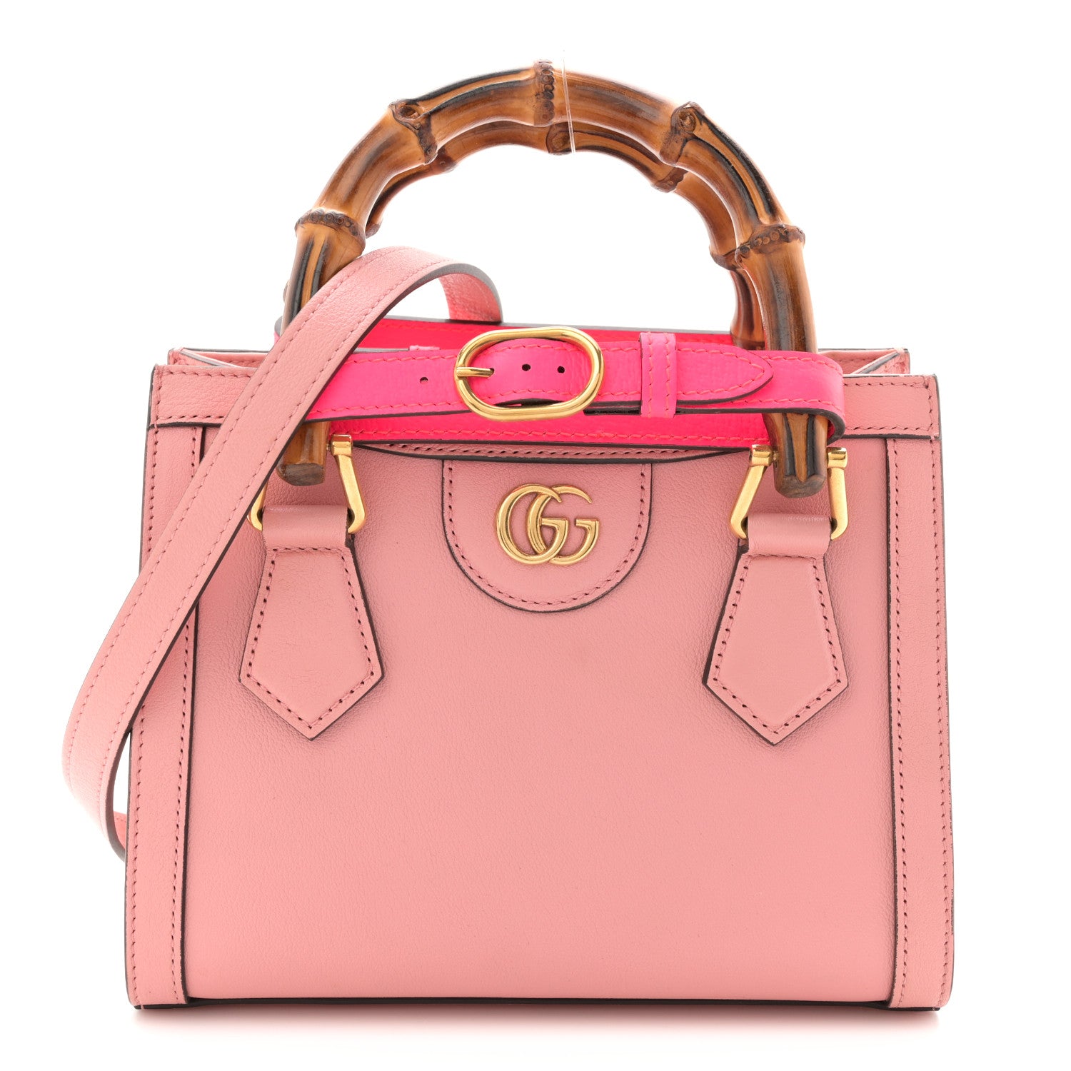 Gucci Wonka Grain Calfskin Mini Diana Tote Bag Wild Rose Fuxia Fluo 1 of 11