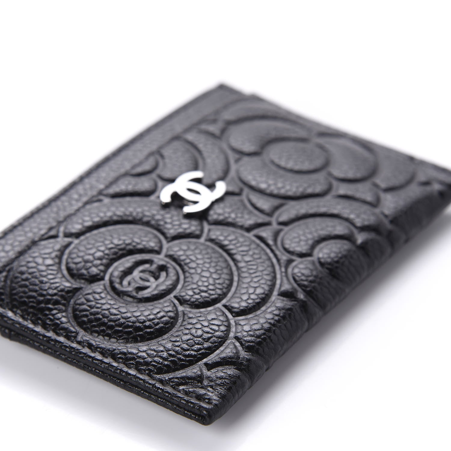 Chanel Caviar Camellia Embossed Card Holder Black 6 of 10