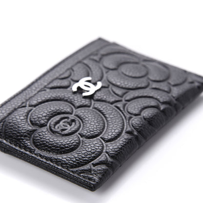 Chanel Caviar Camellia Embossed Card Holder Black 6 of 10