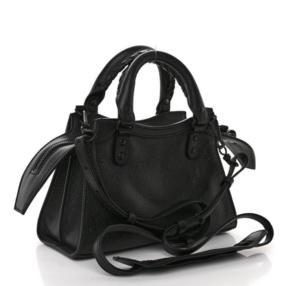 Balenciaga Grained Calfskin Neo Classic Black Hardware Mini City Black 3 of 9