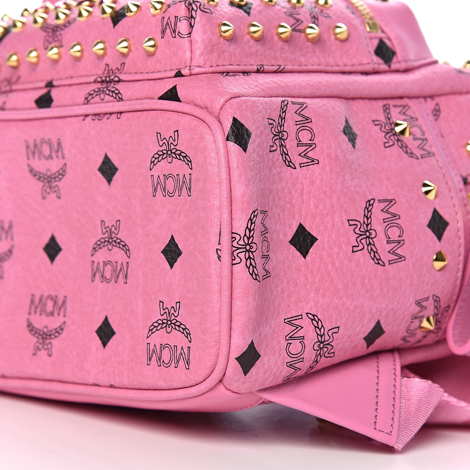MCM Visetos Swarovski Mini Stark Diamond Backpack Pink 9 of 9