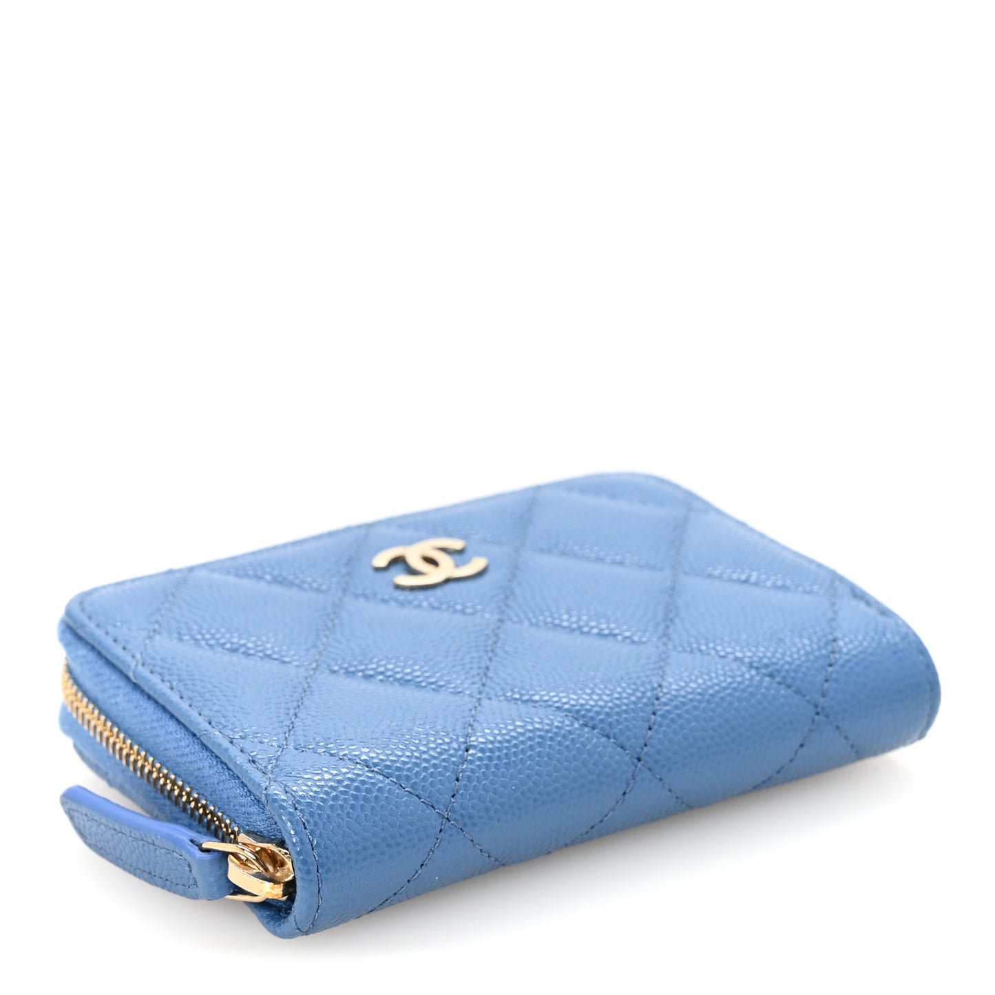 Caviar Quilted Zip Coin Purse Blue