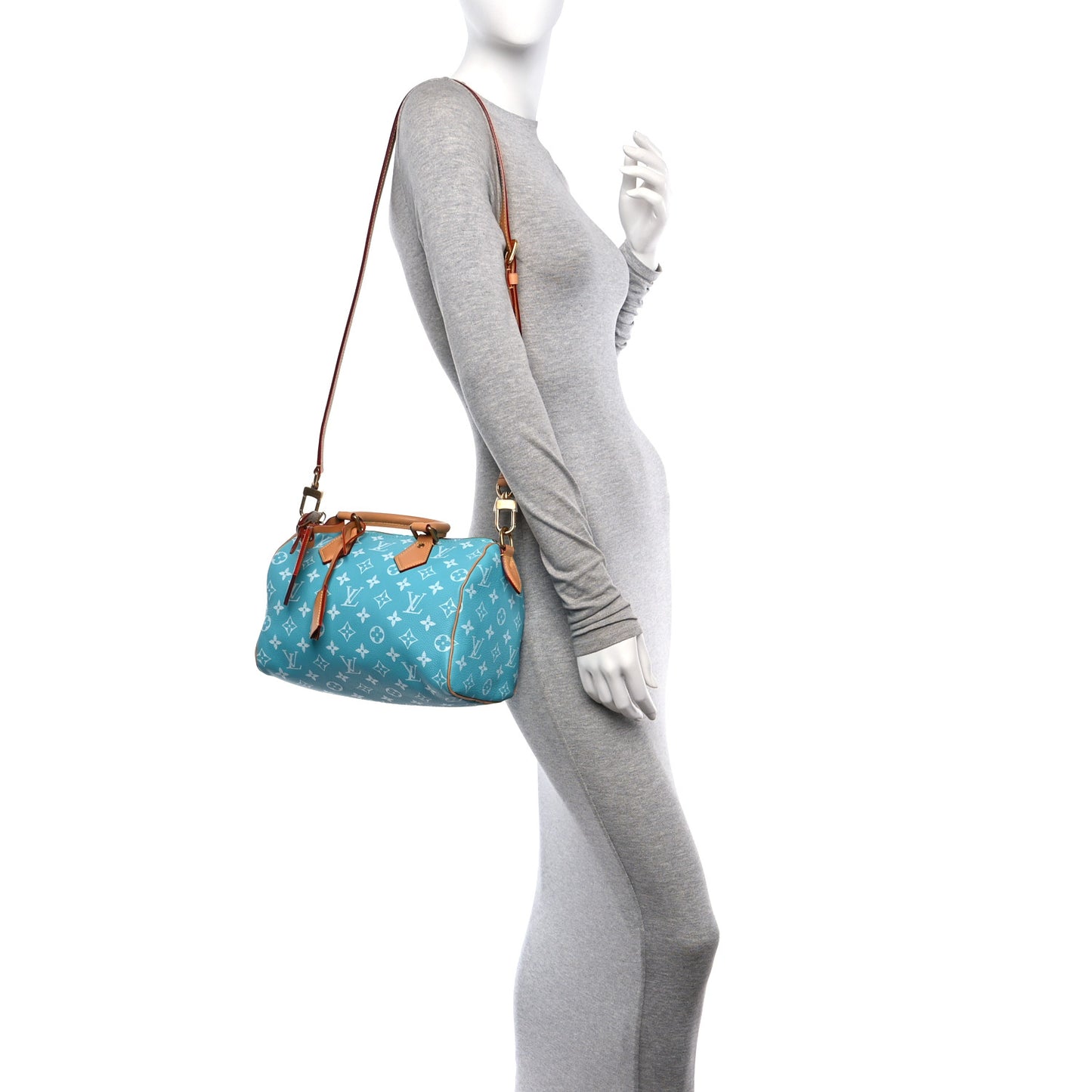 Calfskin Monogram Speedy P9 Bandouliere 25 Turquoise