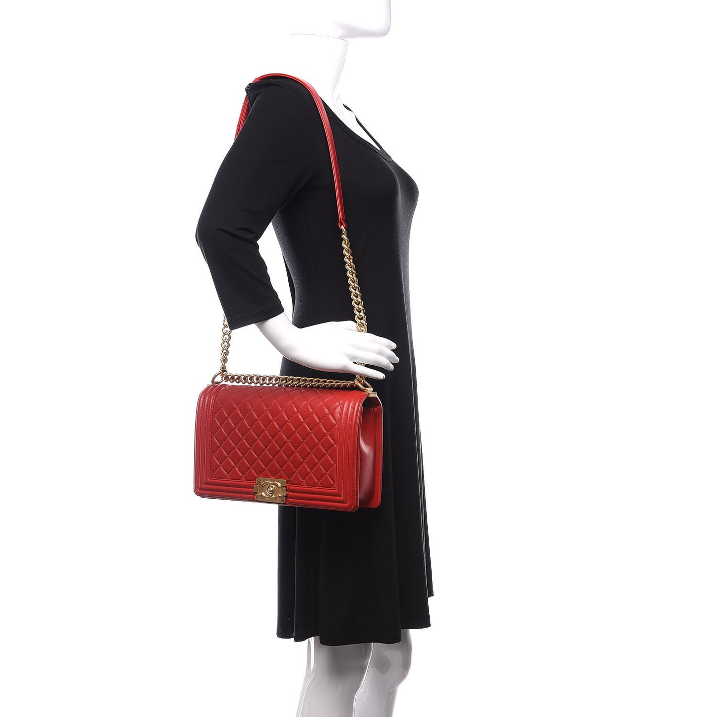 Lambskin Quilted New Medium Boy Flap Red