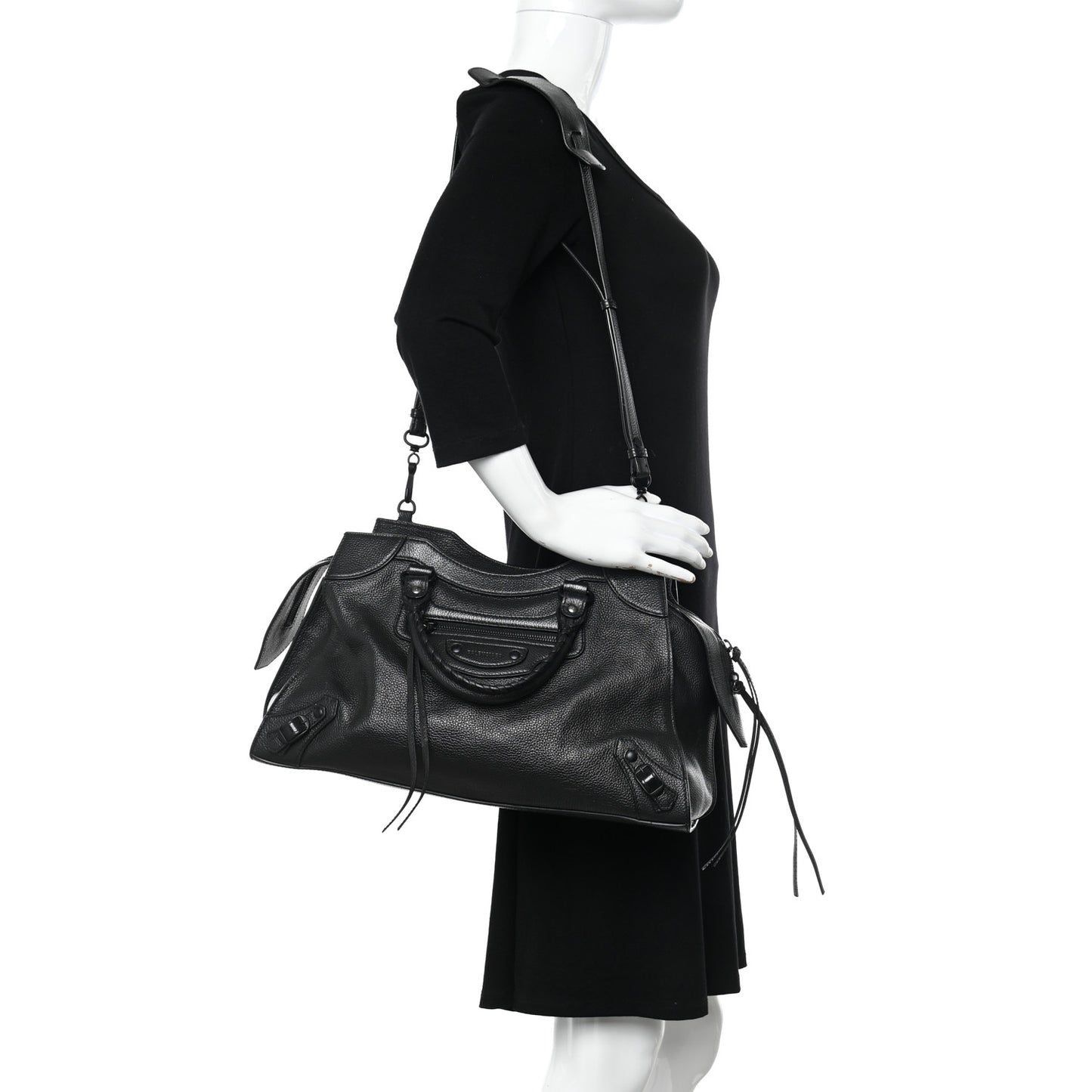 Grained Calfskin Black Hardware Neo Classic City Black