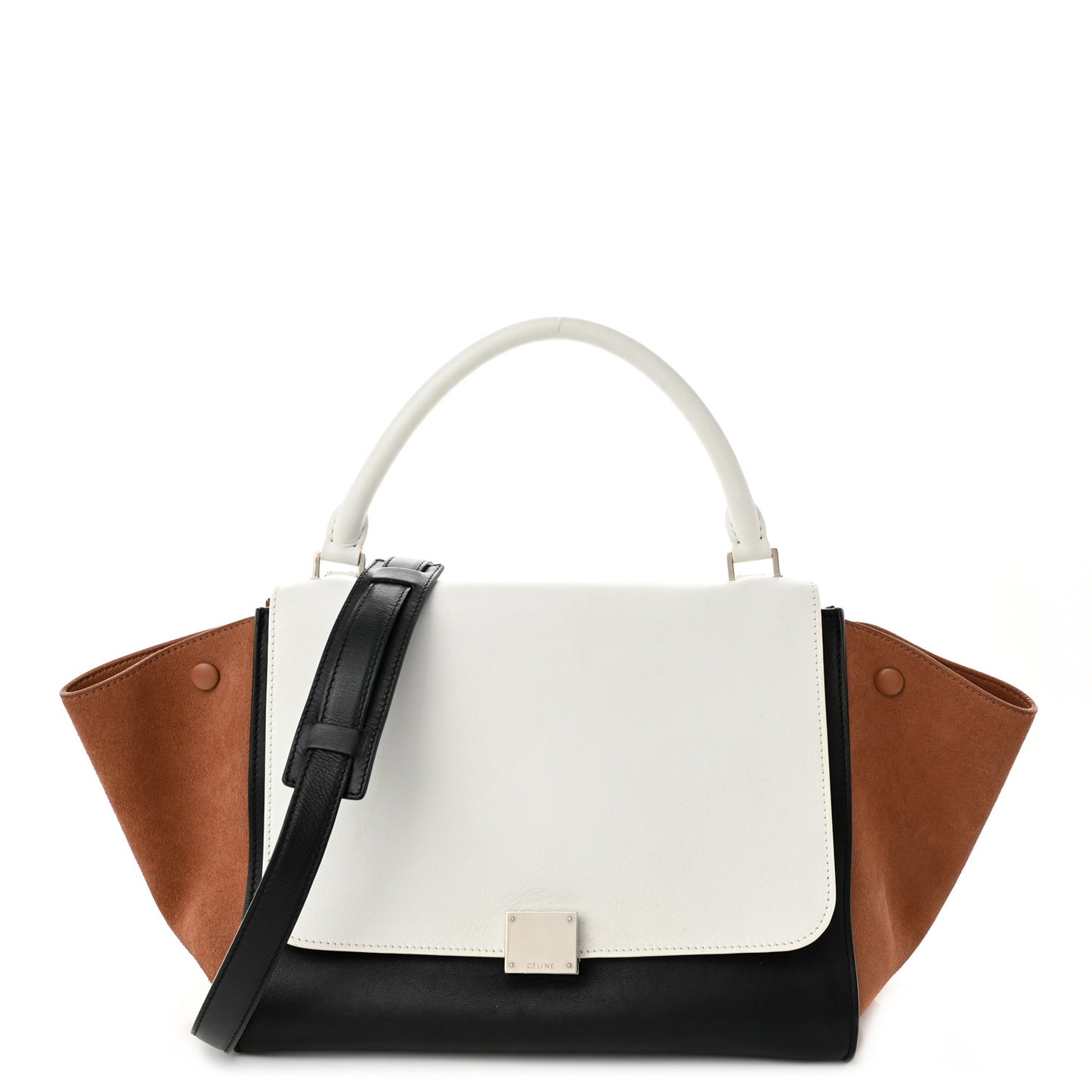 Smooth Calfskin Suede Medium Tri-Color Trapeze White