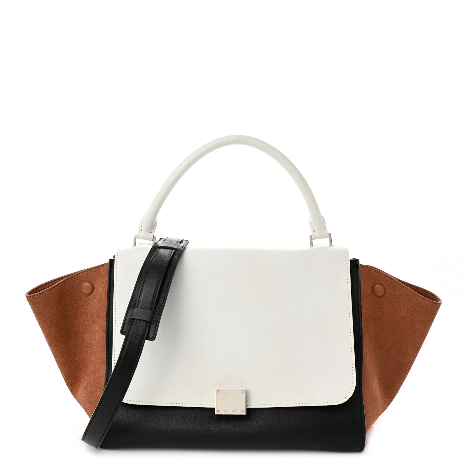 Celine Smooth Calfskin Suede Medium Tri-Color Trapeze White 1 of 11