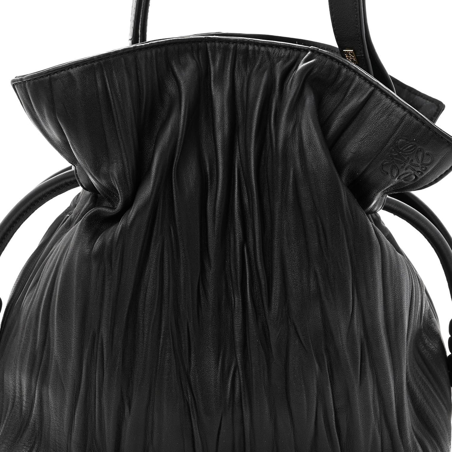 Crinkled Nappa Small Flamenco Knot Shoulder Bag Black