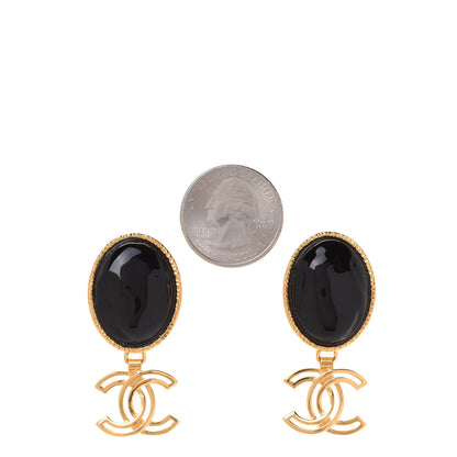 Chanel Resin Metal Obazine CC Drop Earrings Gold Black 2 of 5