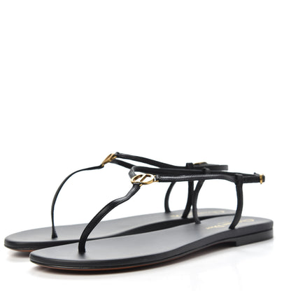 Christian Dior Lambskin Signature T-Strap Sandals 38 Black 3 of 8