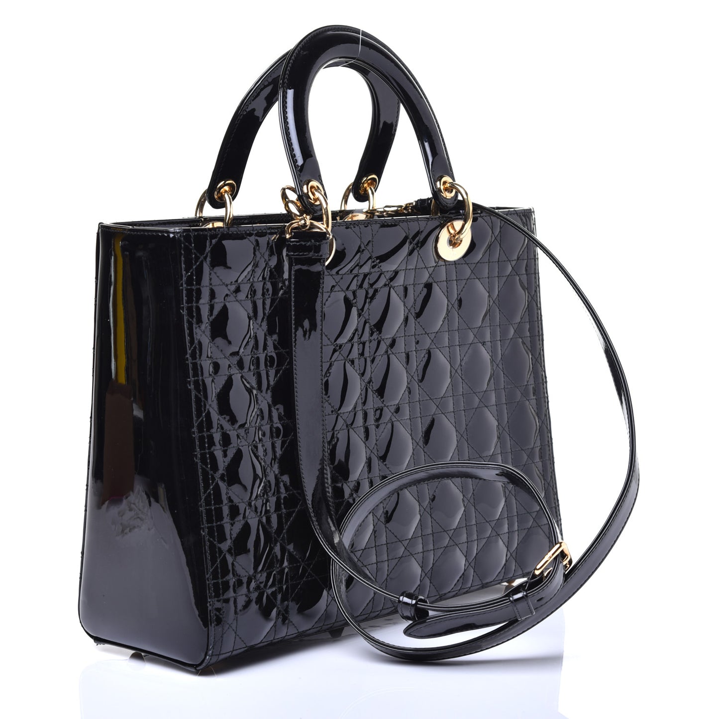 Patent Cannage Large Lady Dior Black