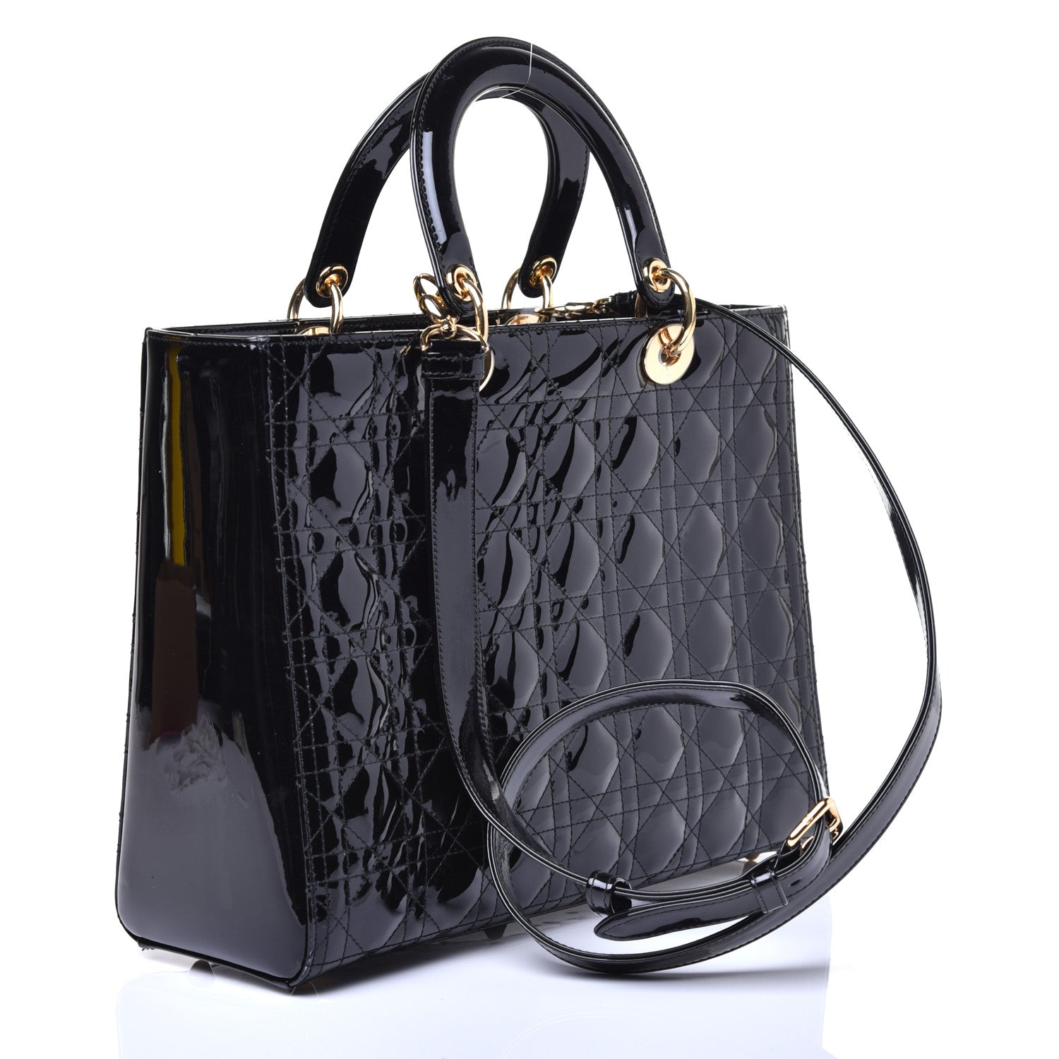Christian Dior Patent Cannage Large Lady Dior Black 3 of 8