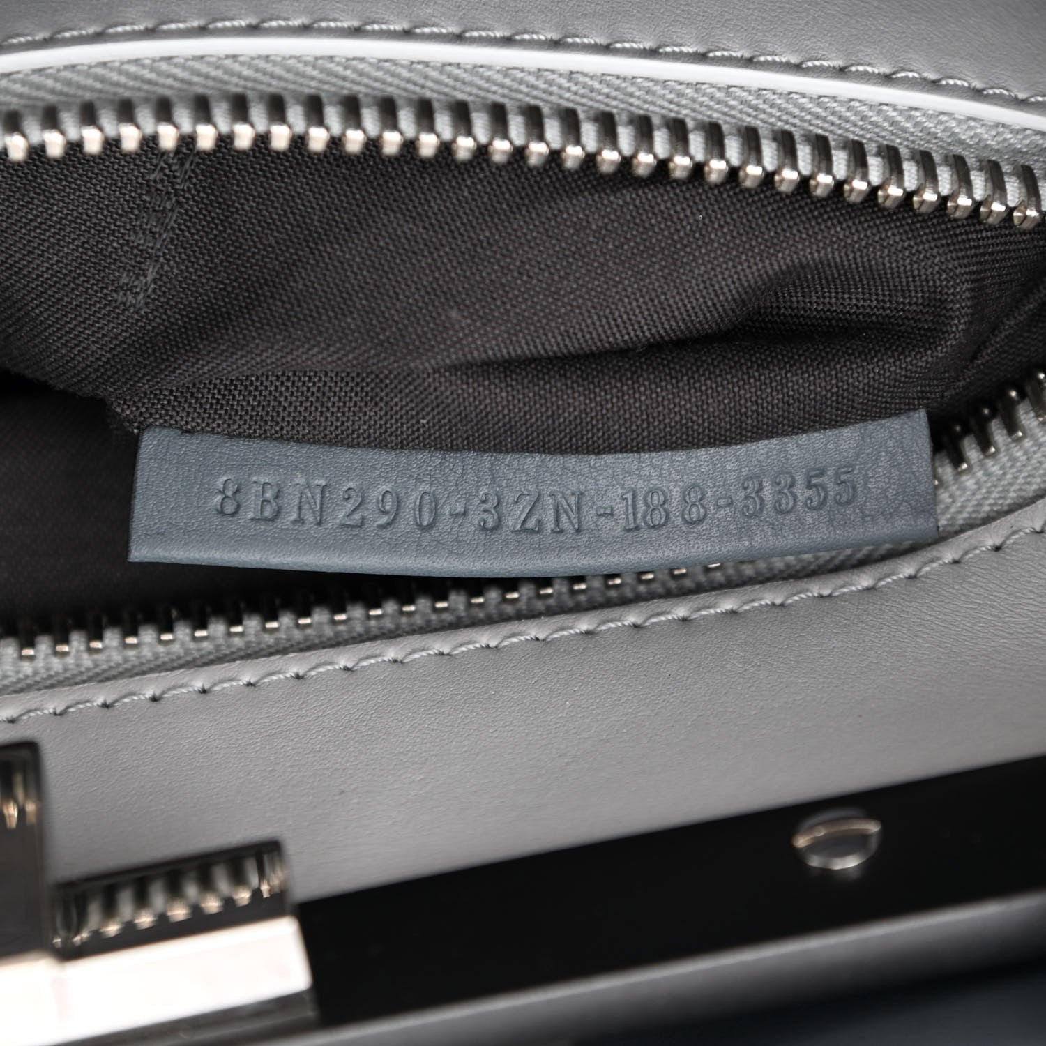Fendi Vitello Seta Shiny Nappa Medium Peekaboo Iconic Satchel Tempesta Grigio Perla 8 of 11