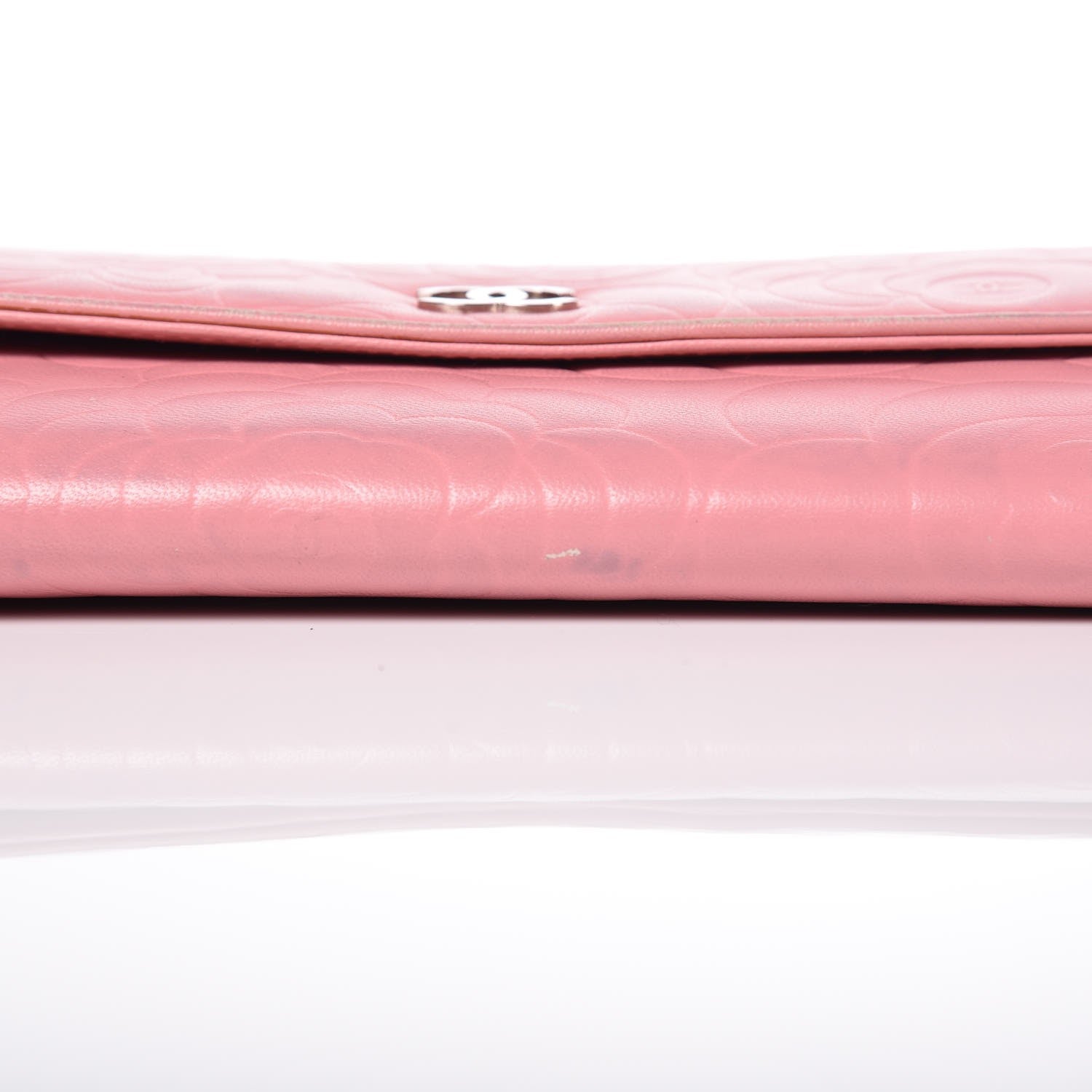 Chanel Lambskin Embossed Camellia Large Gusset Flap Wallet Pink 17 of 20