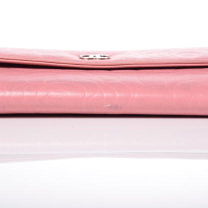 Chanel Lambskin Embossed Camellia Large Gusset Flap Wallet Pink 17 of 20