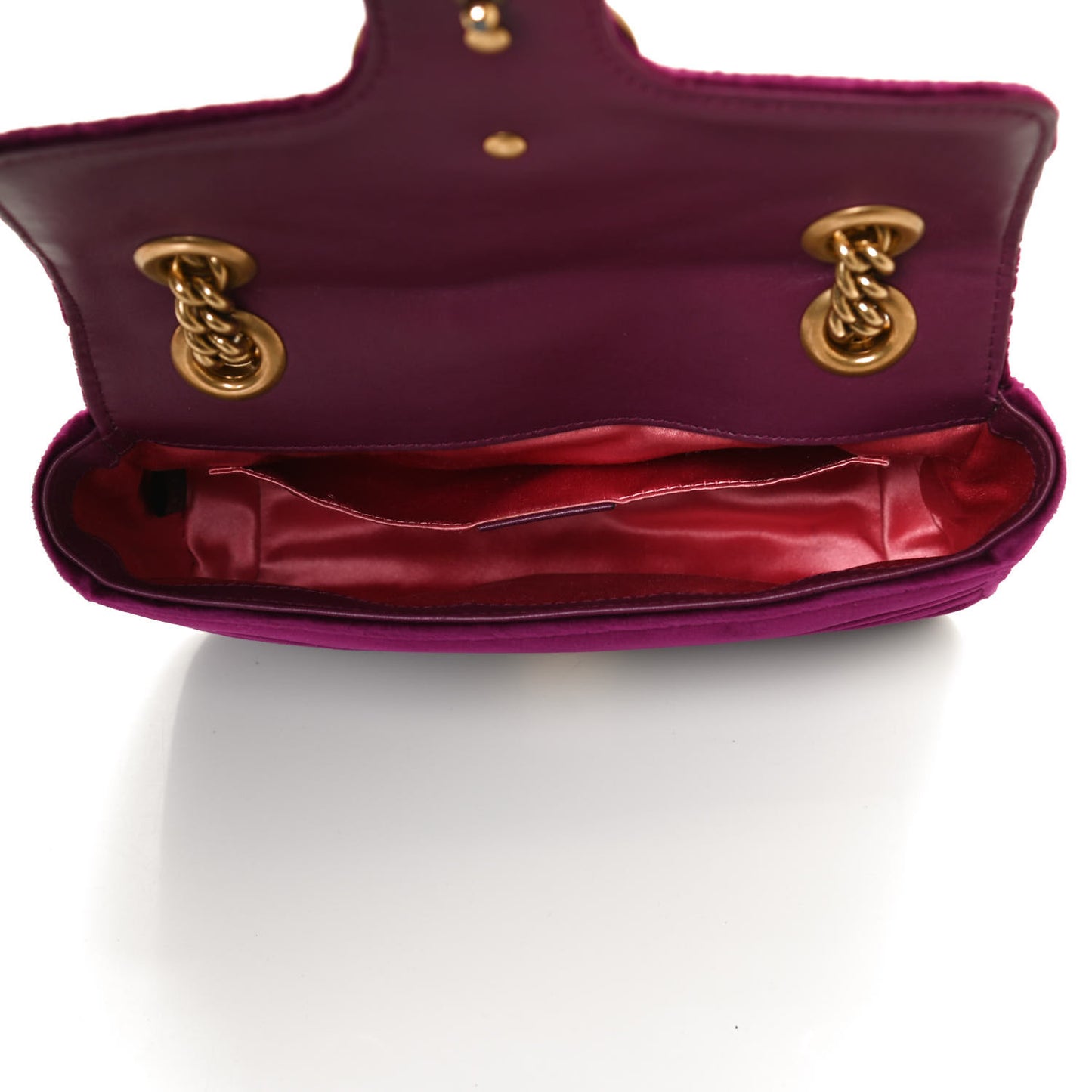 Velvet Matelasse Mini GG Marmont Shoulder Bag Fuchsia Violet Cyclamen