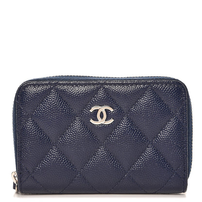 Chanel Caviar Quilted Zip Coin Purse Navy 1 of 7