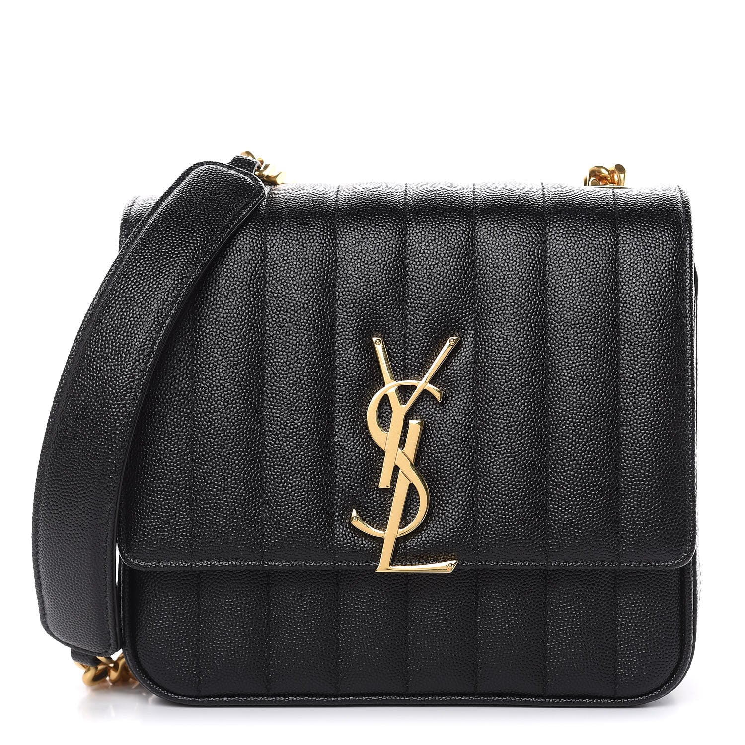 Saint Laurent Grain De Poudre Matelasse Monogram Medium Vicky Chain Bag Black 1 of 9