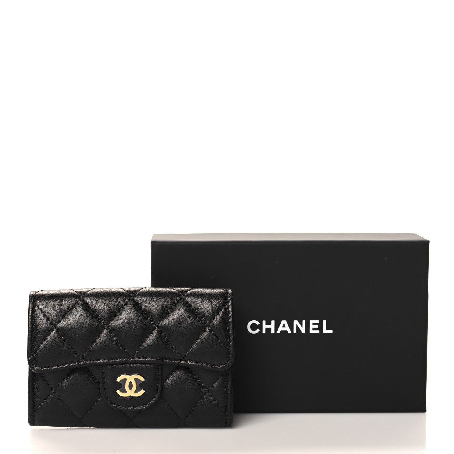 Chanel Lambskin Quilted Flap Card Holder Wallet Black 9 of 9