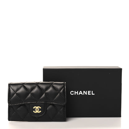 Chanel Lambskin Quilted Flap Card Holder Wallet Black 9 of 9