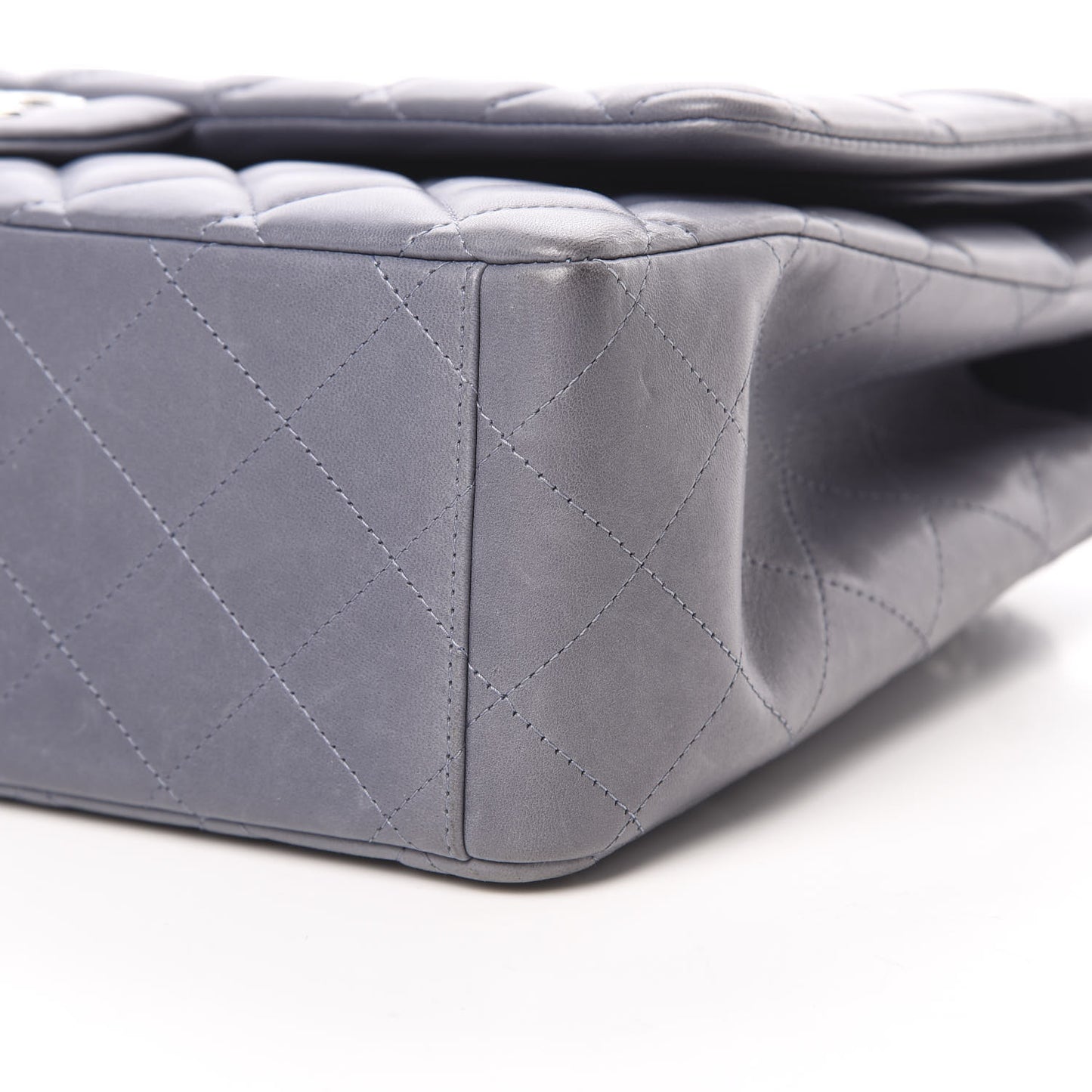 Lambskin Quilted Maxi Double Flap Light Blue