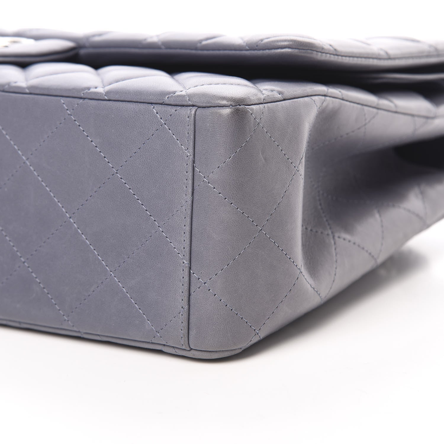 Chanel Lambskin Quilted Maxi Double Flap Light Blue 10 of 15
