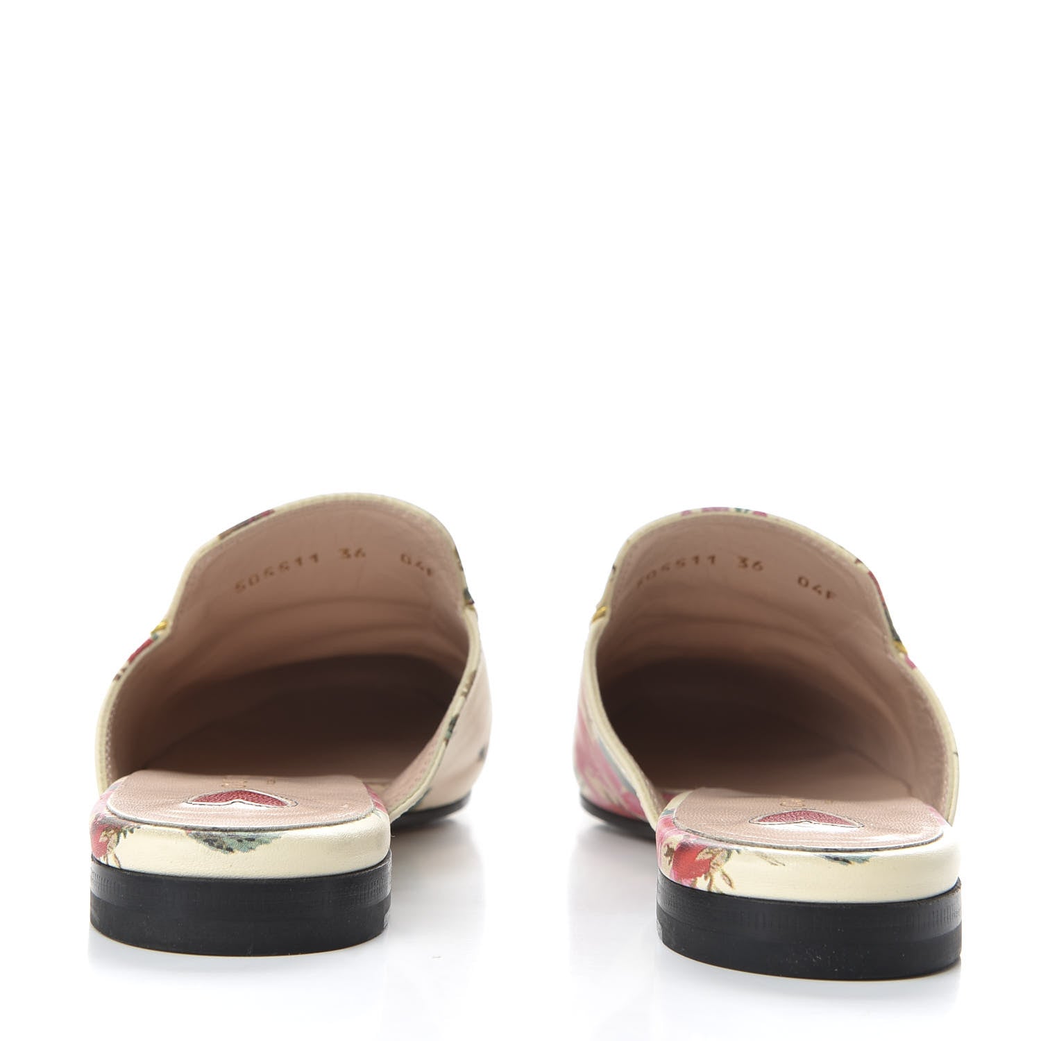 Gucci Calfskin Stamp Allover Rose Princetown Slippers 36 Ivory Multicolor 6 of 10