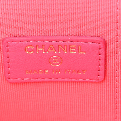Chanel Lambskin Quilted Mini Vanity Case With Pearl Chain Pink 5 of 10