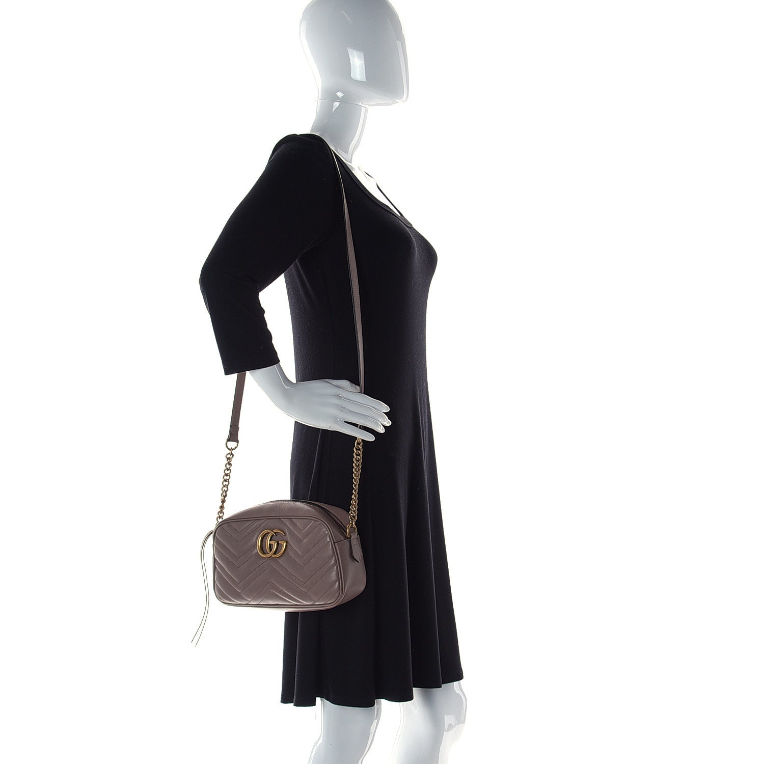 Gucci Calfskin Matelasse Small GG Marmont Chain Shoulder Bag Porcelain Rose 2 of 10