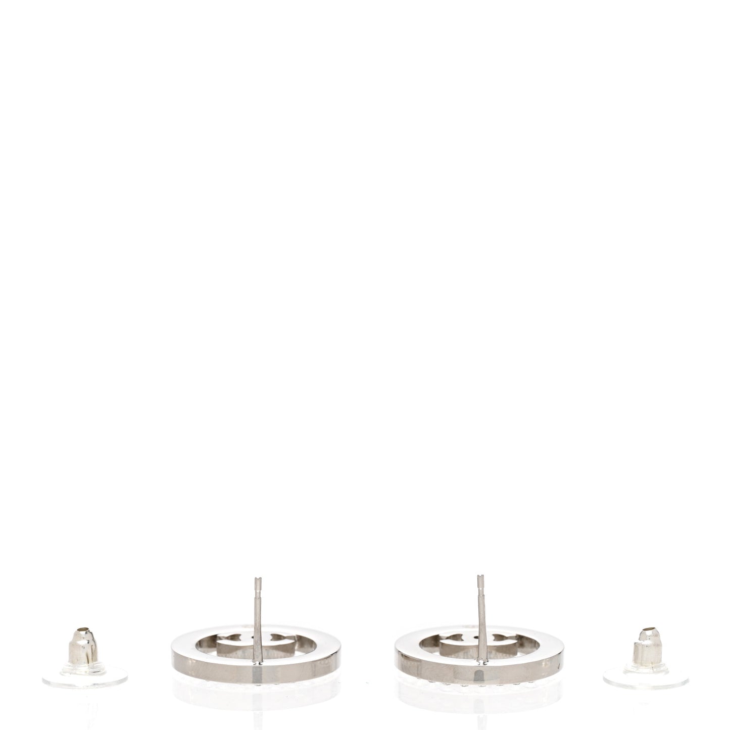 Crystal CC Round Earrings Silver