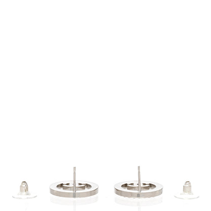 Chanel Crystal CC Round Earrings Silver 3 of 5