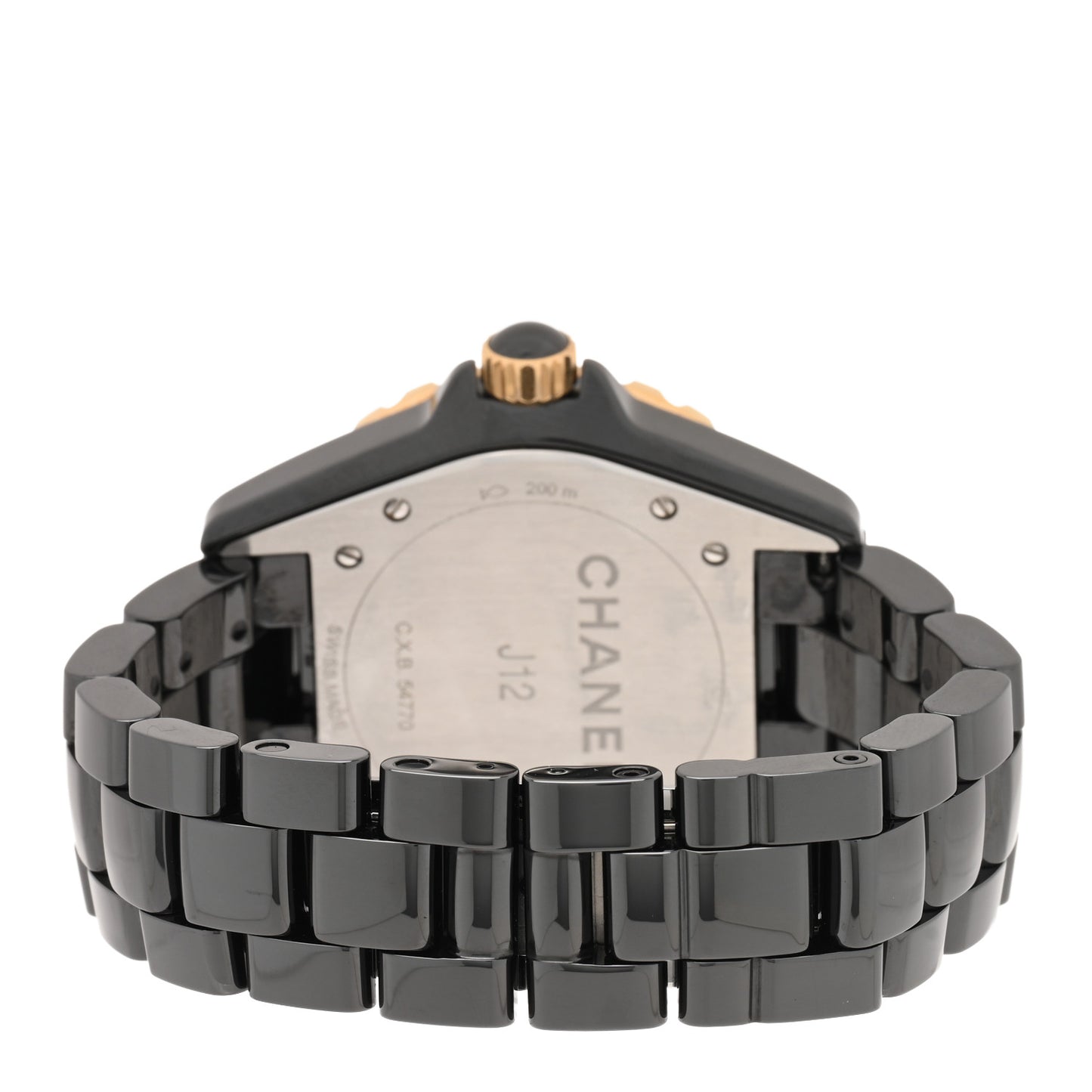 Stainless Steel 18K Yellow Gold Ceramic Diamond 38mm J12 Quartz Watch Black