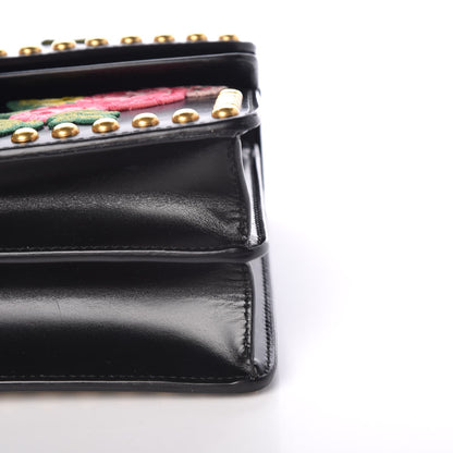 Gucci Calfskin Floral Embroidered Studded Small Dionysus Shoulder Bag Black 14 of 16