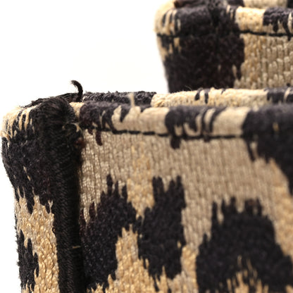 Christian Dior Canvas Mizza Embroidered Medium Leopard Book Tote Beige 13 of 14