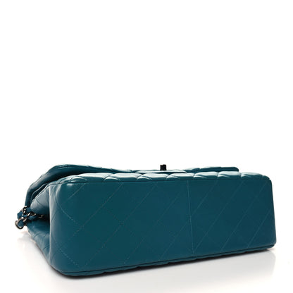 Chanel Lambskin Quilted Jumbo Double Flap Turquoise 4 of 10