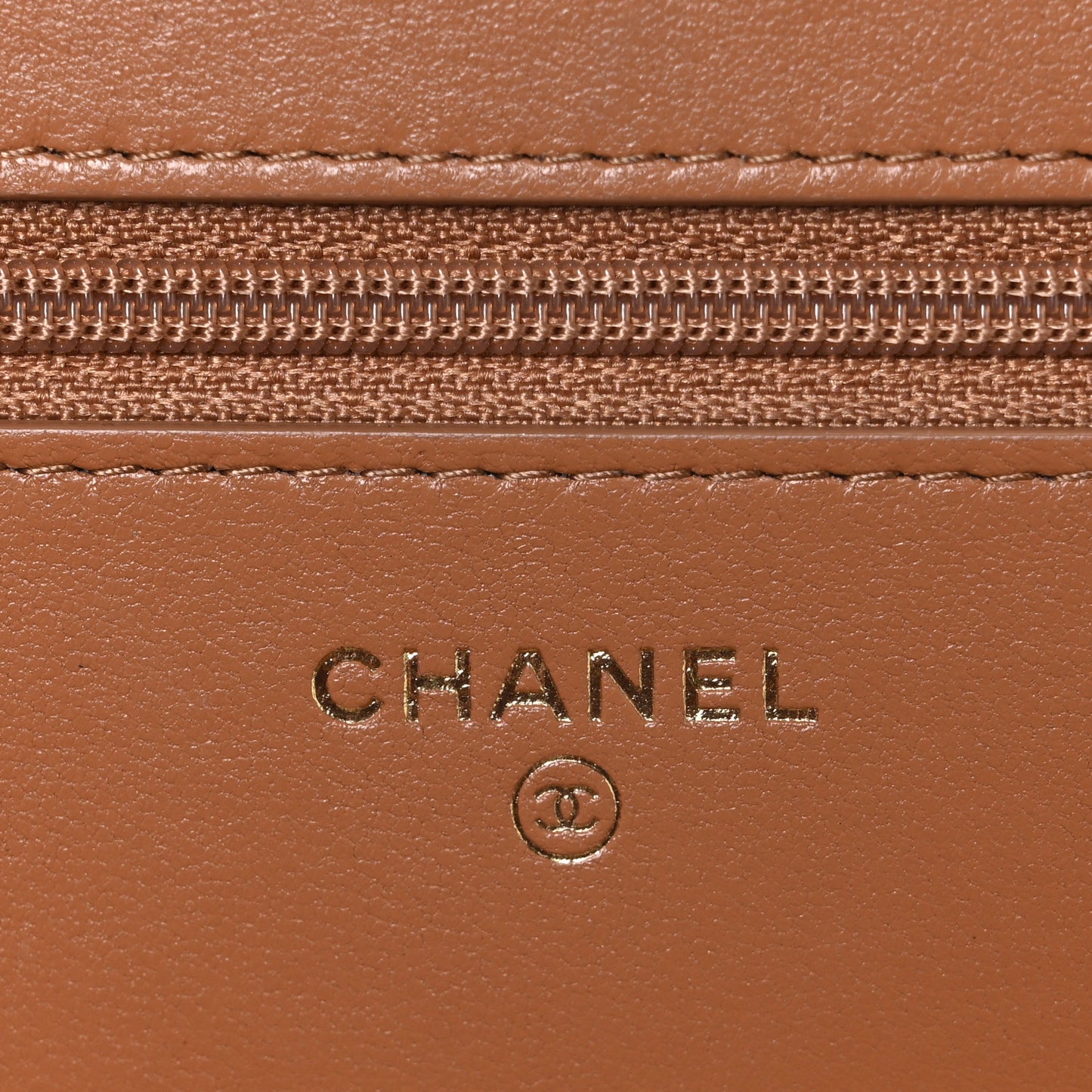 Lambskin Quilted Chanel 19 Wallet On Chain WOC Brown