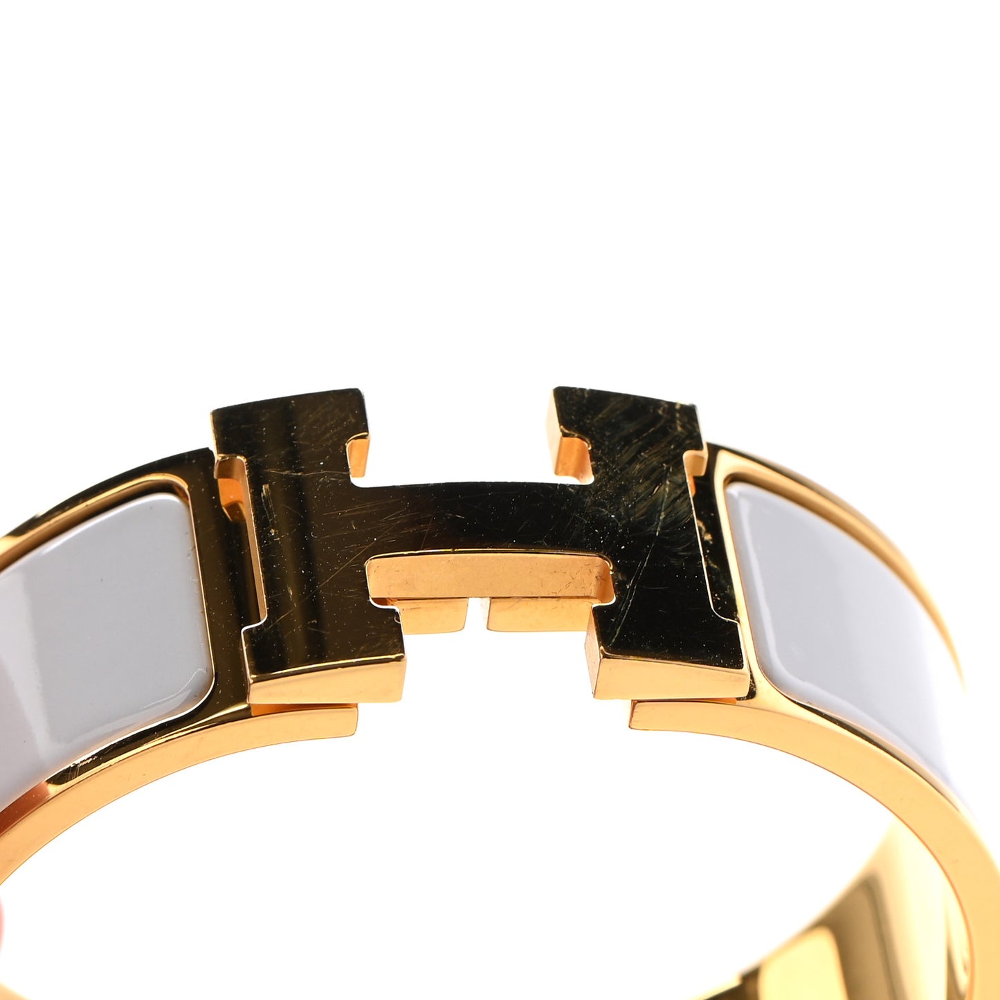 Enamel Wide Clic Clac H Bracelet PM White