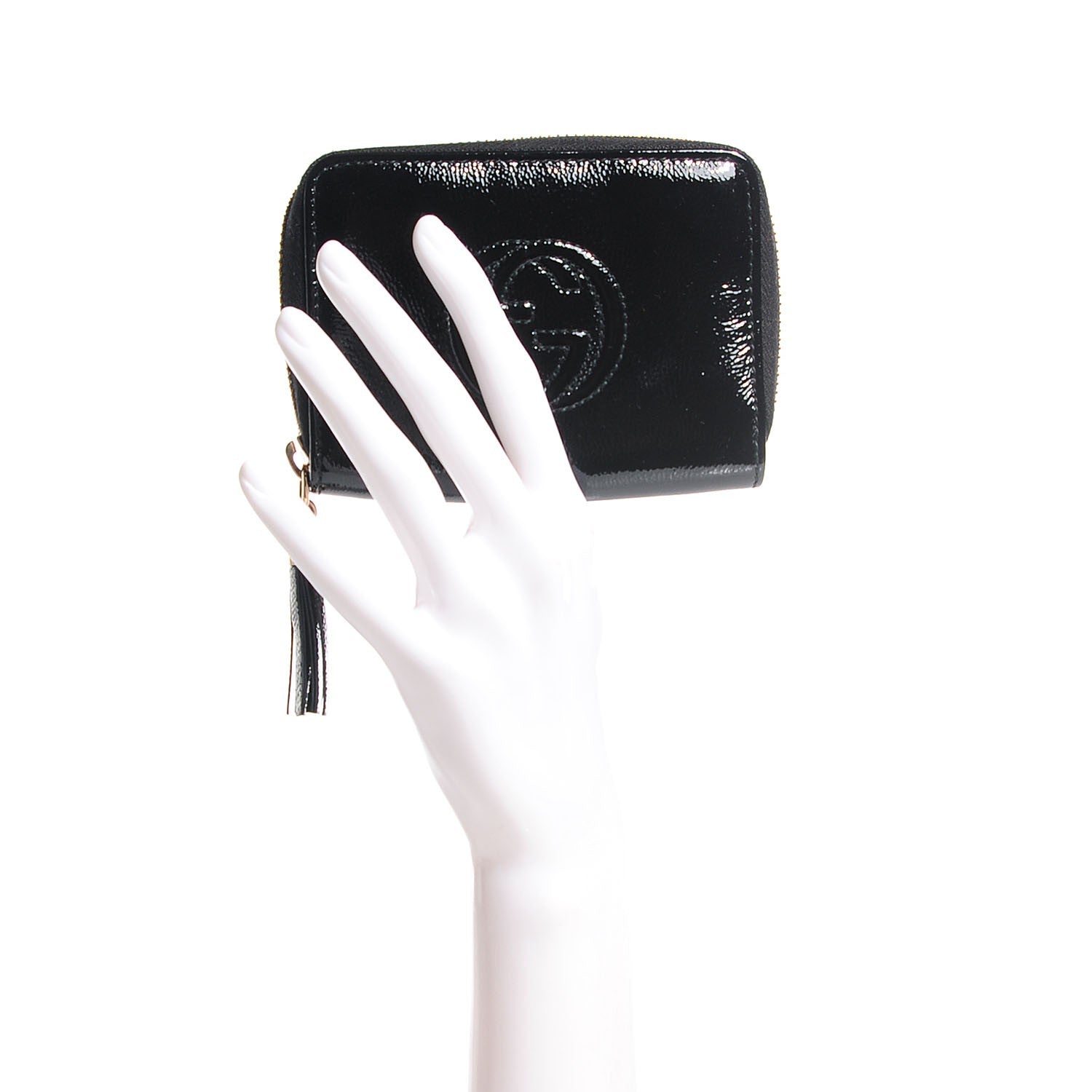Gucci Patent Soho Compact Disco Zip Around Wallet Black 2 of 7