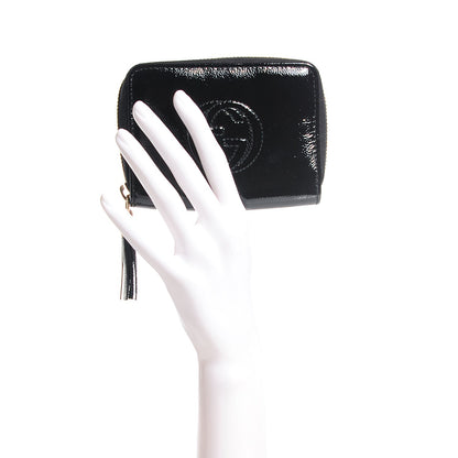 Gucci Patent Soho Compact Disco Zip Around Wallet Black 2 of 7