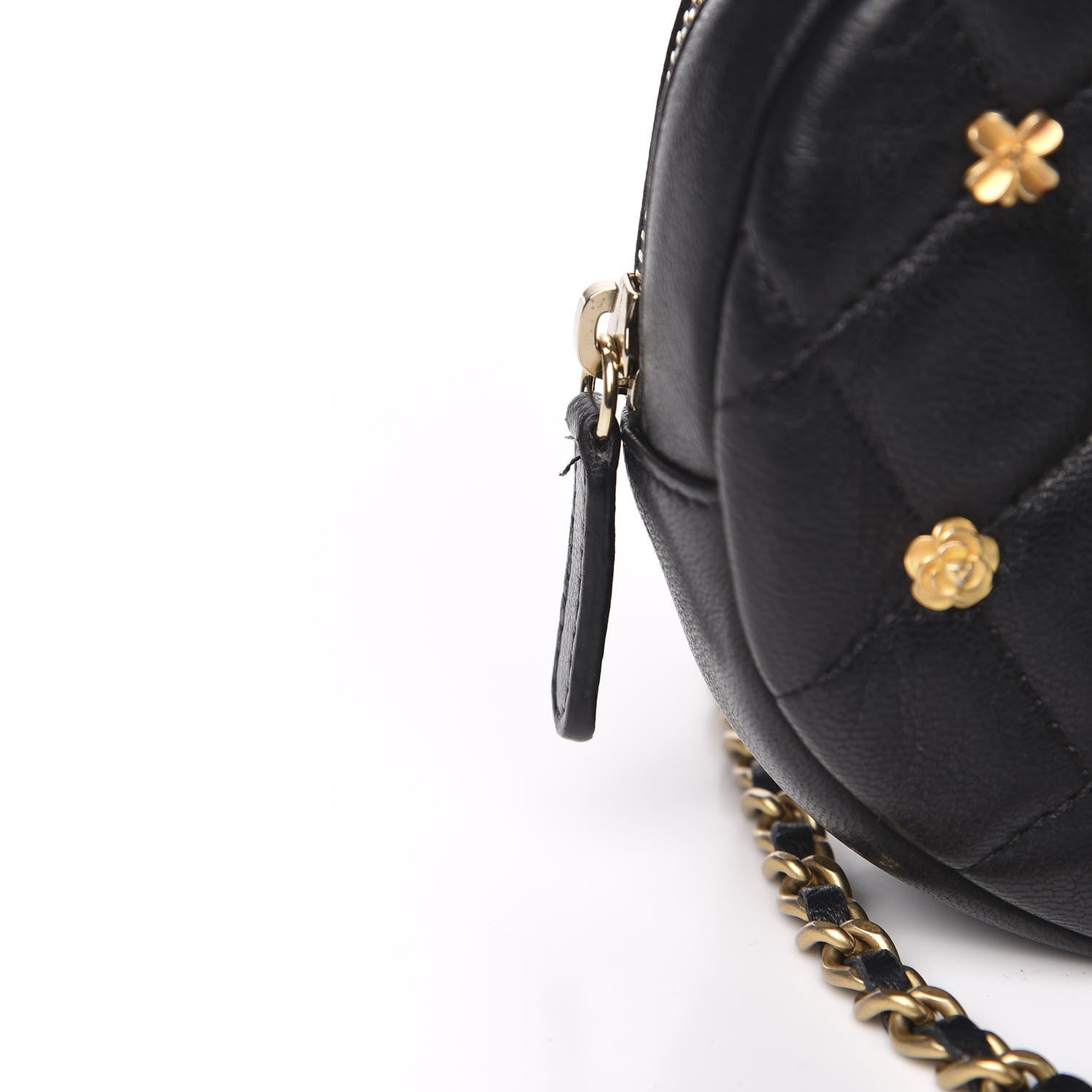 Chanel Lambskin Quilted Studded Round Clutch With Chain Black 11 of 12