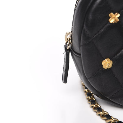 Chanel Lambskin Quilted Studded Round Clutch With Chain Black 11 of 12